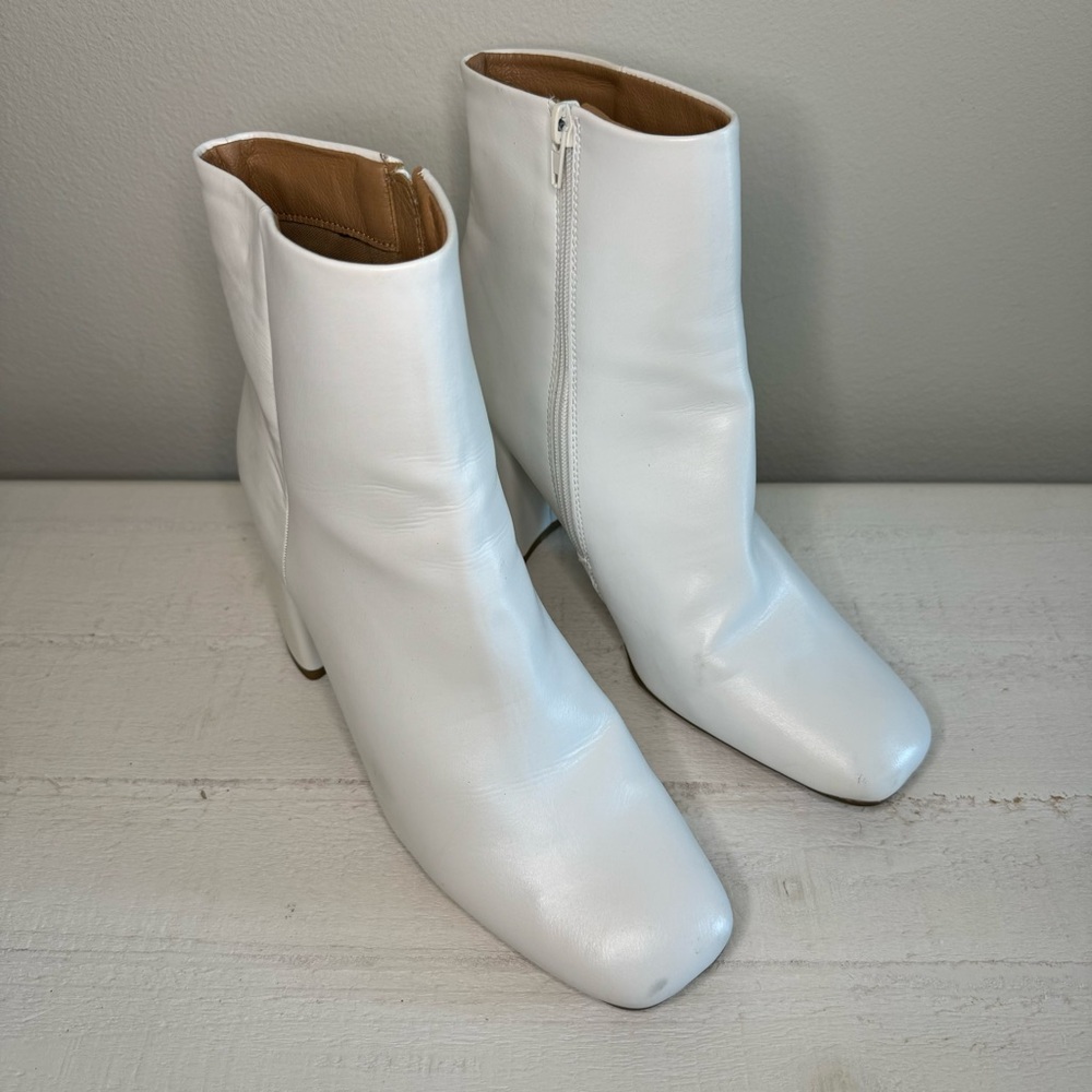 Madden Girl White Square Toe Ankle Boots